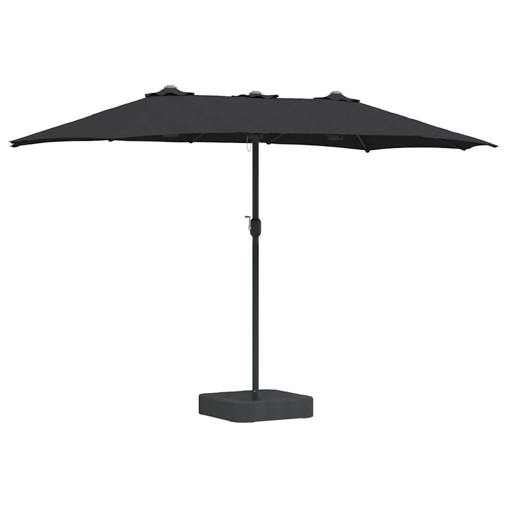 vidaXL Sombrilla de jardín Negro 385 x 209 x 244 cm Poliéster y Acero