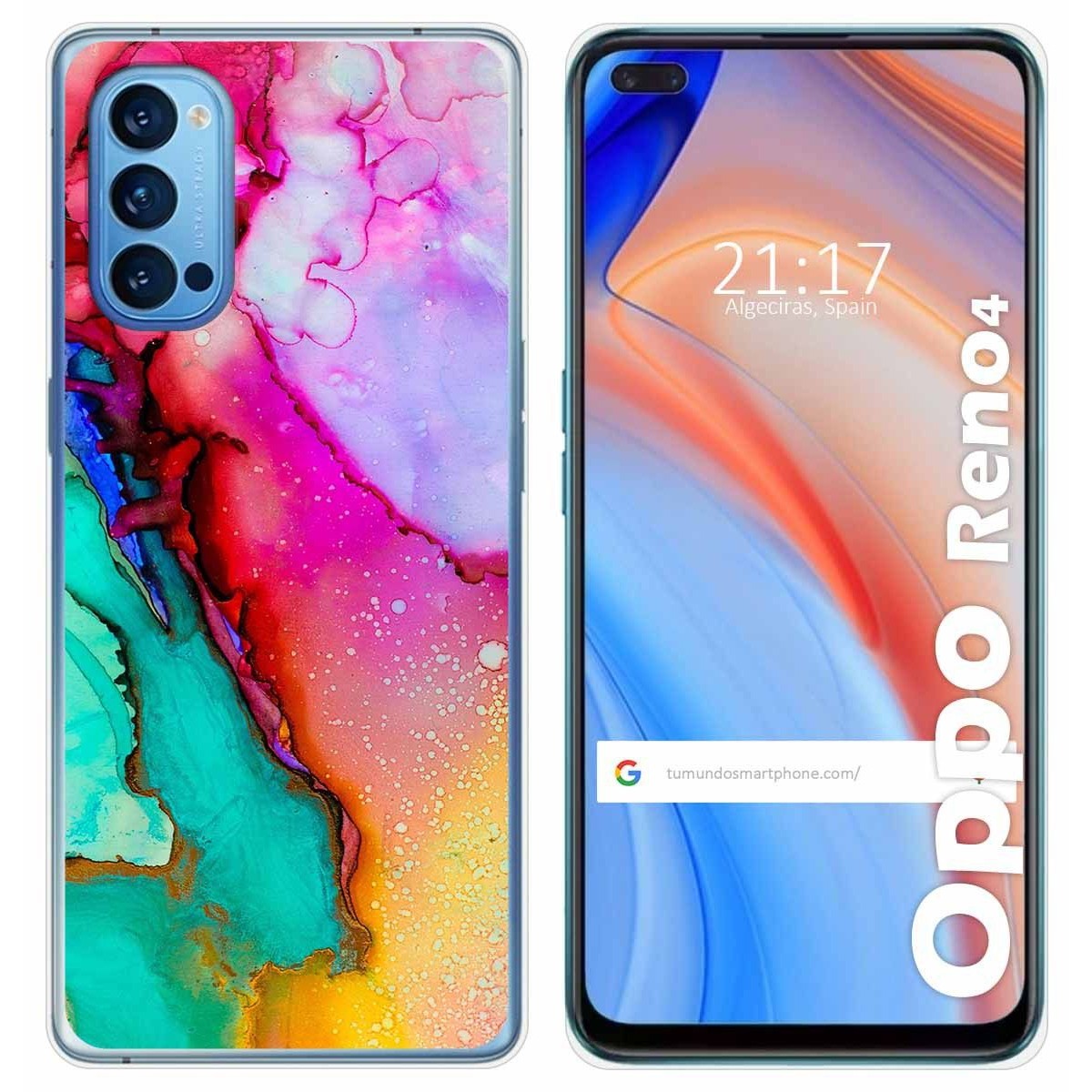 Tumundosmartphone Funda Gel Tpu para Oppo Reno 4 5G diseño Mármol 15 Dibujos