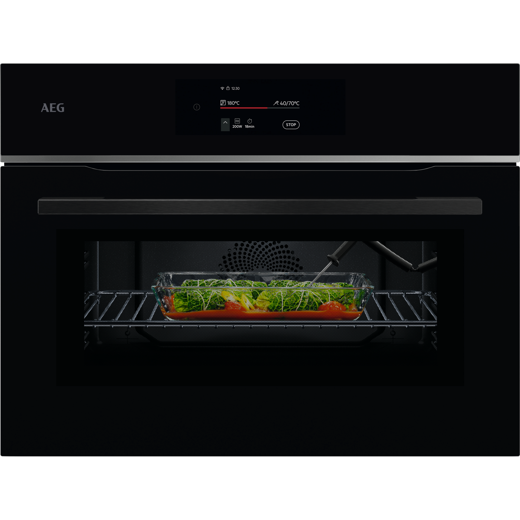 AEG - Horno compacto 8000 MealAssist con Display CookSmart Touch 4,3 '', con WiFi - TK8NK721B