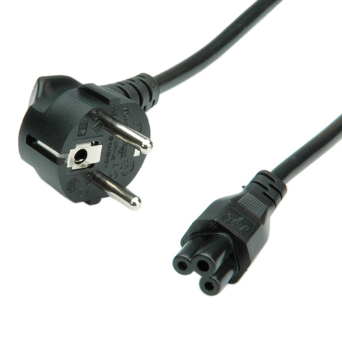 ROLINE Cable de red, 3 polos Toma de conexión para portátil, negra, 1,8 m