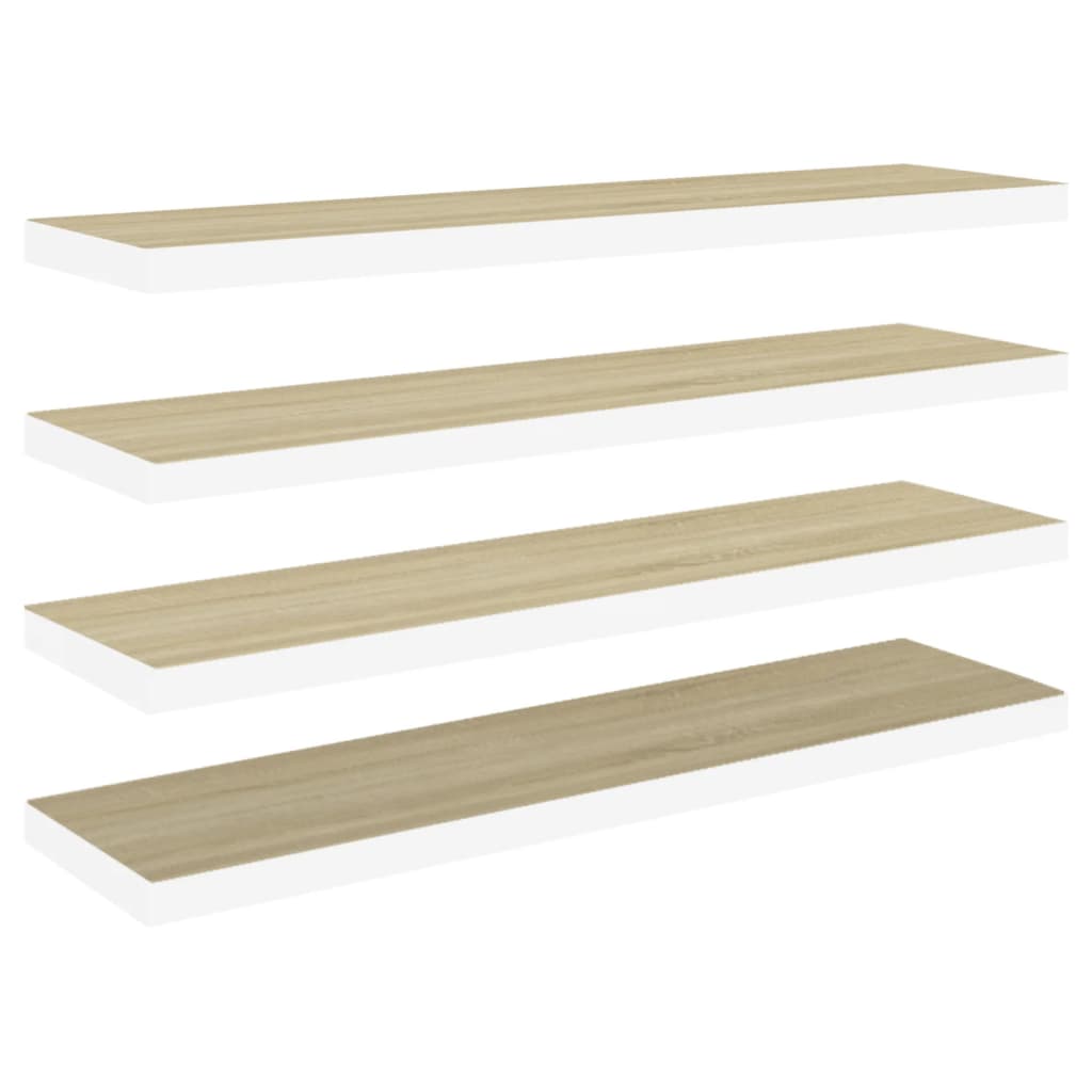 vidaXL Estantes flotantes pared 4 uds MDF 90x23,5x3,8 cm Blanco brillante, negro brillante, gris brillante Mueble Almacenaje Estantería para Oficina, Estudio, Dormitorio Estantería/Librería/ mueble de Almacenamiento