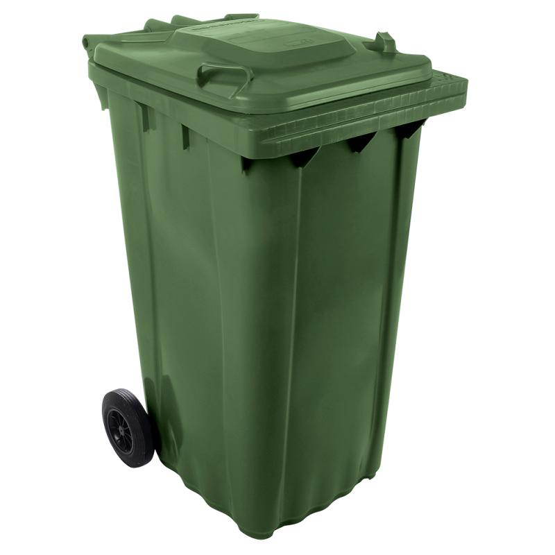 Contenedor de desperdicios con tapa y ruedas verde 240 lts.