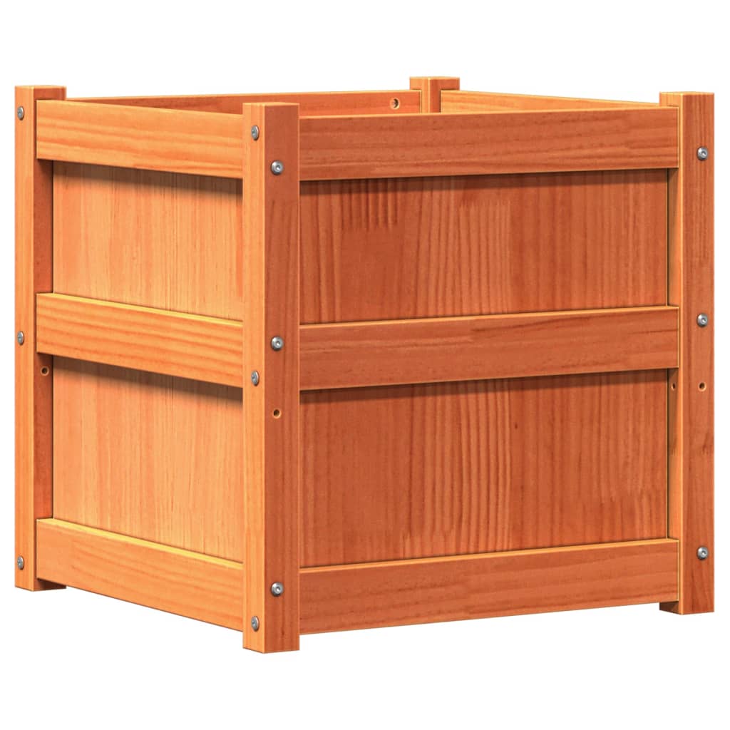 vidaXL Jardinera exterior madera maciza pino cera 50x50x50 cm Color Pino natural,  Pino blanco,  Marrón pino y mas
