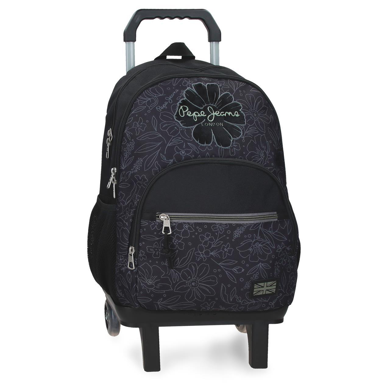Mochila escolar con carro Pepe jeans Eloise negro