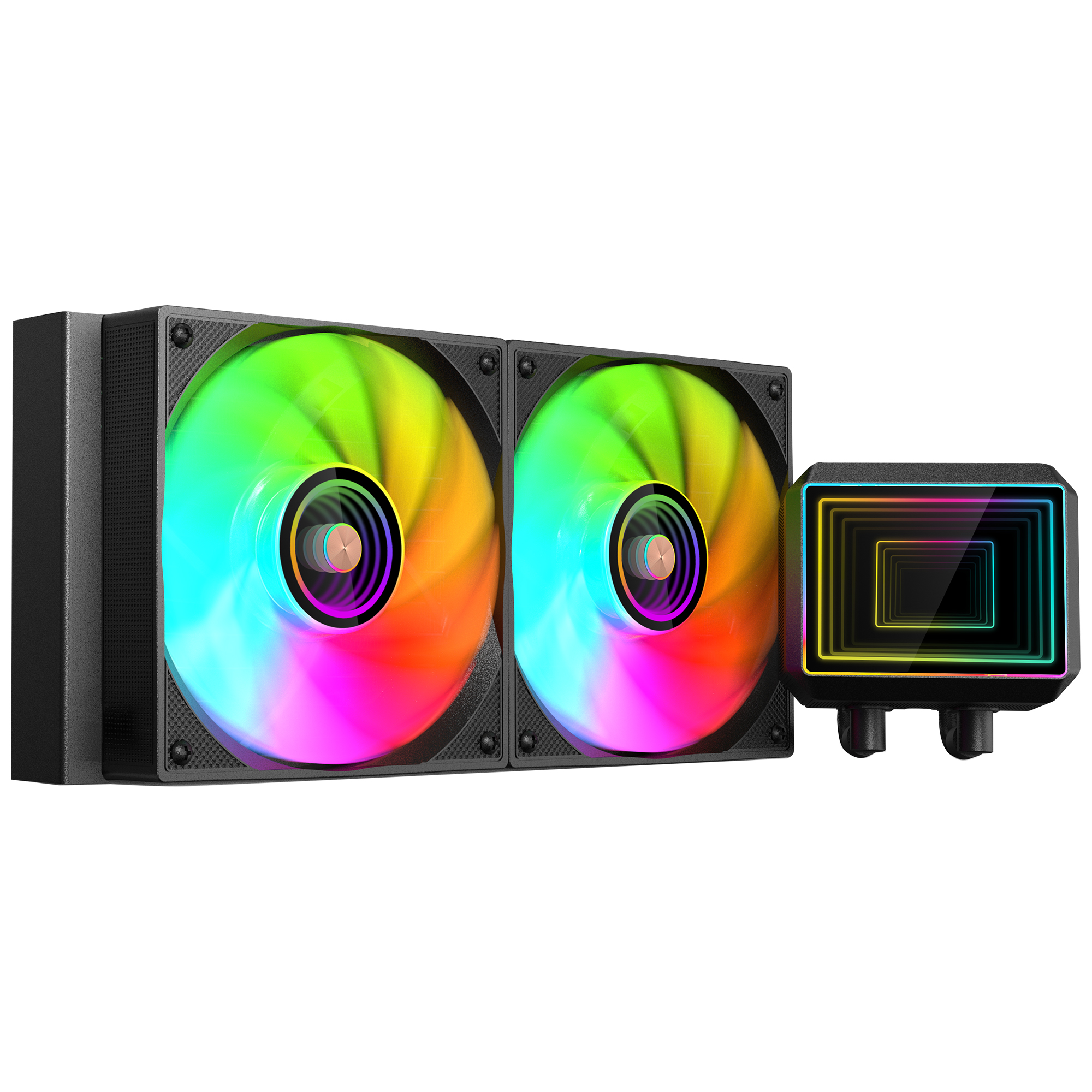 Mars Gaming ML-TWO240, Refrigeración Líquida AIO 450W TDP, 2x Ventilador ARGB Infinity Mirror Ultrasilencioso 12cm FDB, Núcleo de Cobre y Aluminio, Bomba Opti-Chamber 4ª Gen y Microcanales, Kit de Refrigeración Liquida, Negro o Blanco