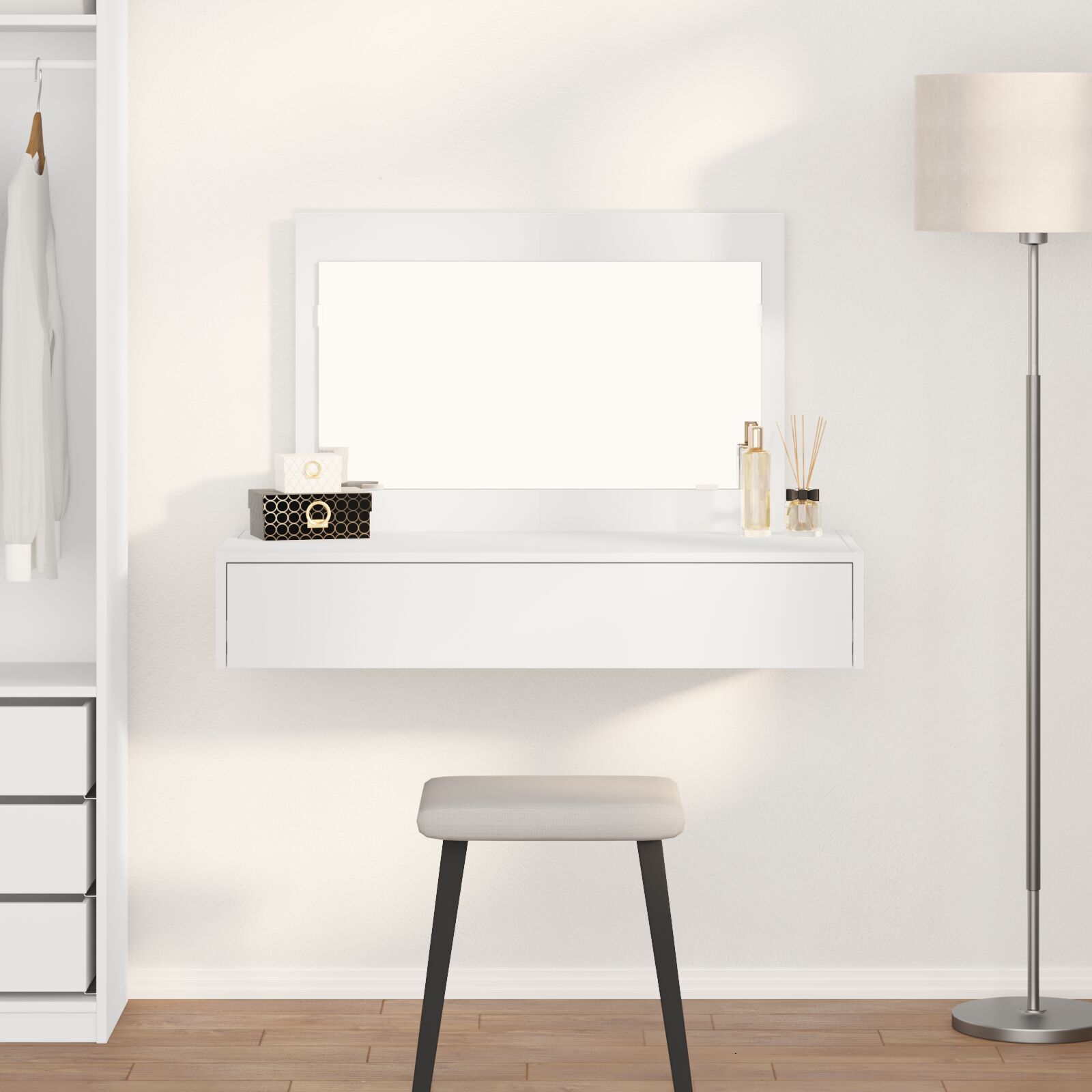 vidaXL Espejo de pared para tocador Blanco 100x40x70 cm