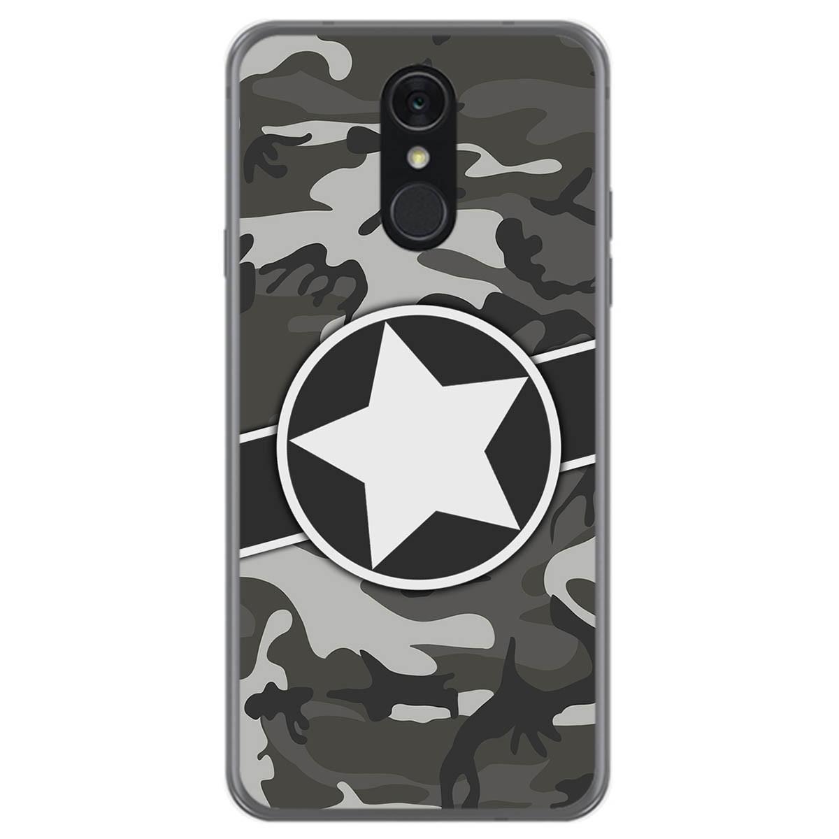 Tumundosmartphone Funda Gel Tpu para Lg Q7 diseño Camuflaje 02 Dibujos