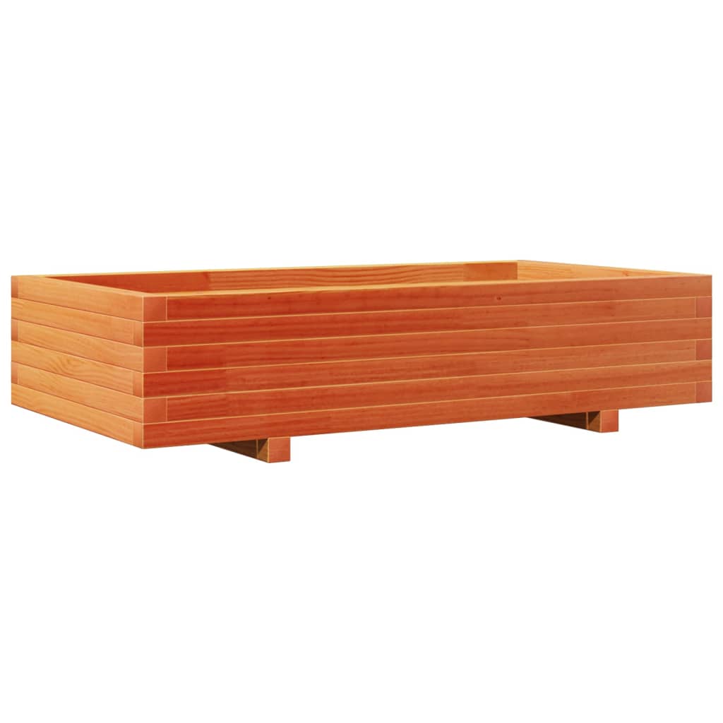 vidaXL Jardinera de madera maciza de pino 110x60x26,5 cm Color Pino natural,  Blanco,  Marrón cera y mas