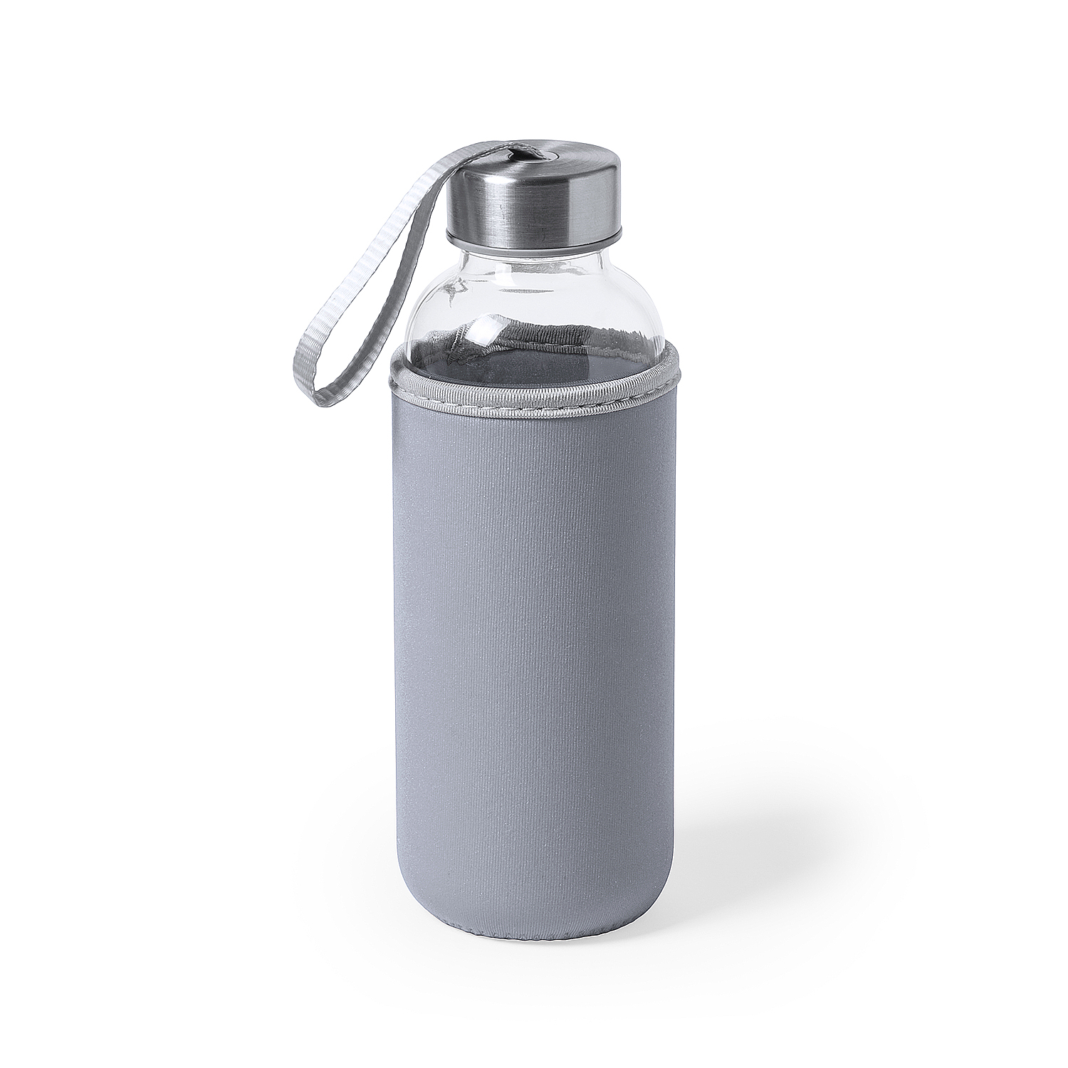 DAM. Bidón cristal 420 ml. con funda Soft Shell 6,4x6,4x19 cm.