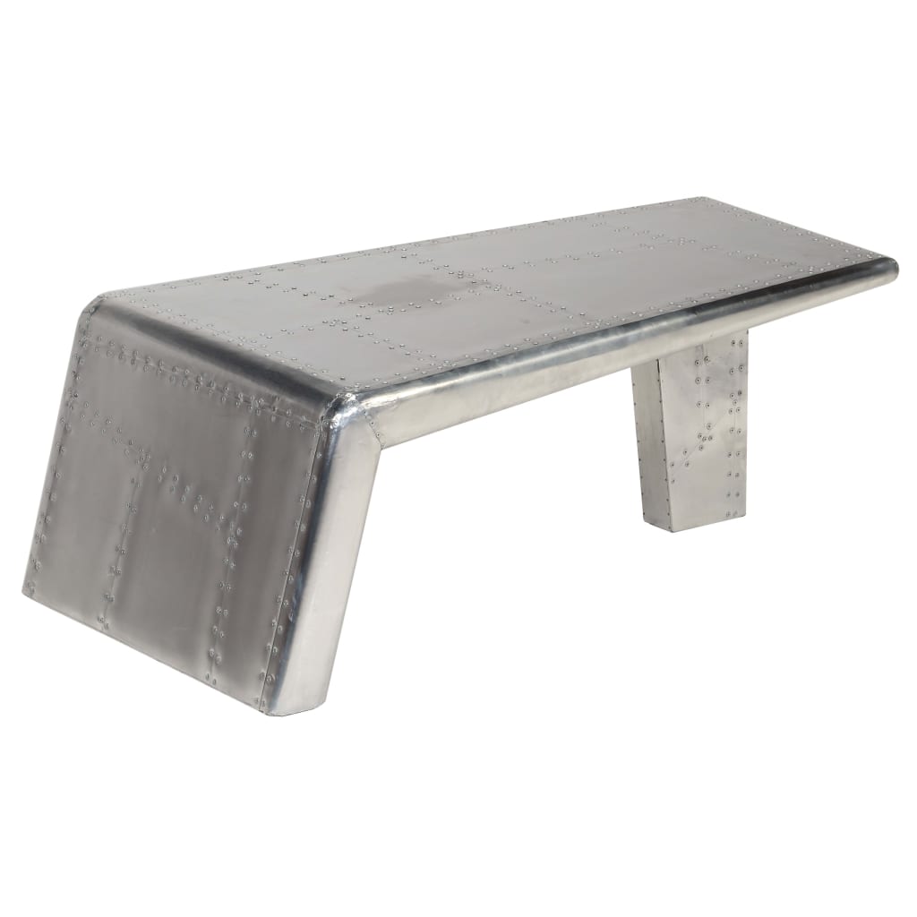 vidaXL Mesa de centro estilo aviador vintage de aluminio Mesita de Salón o Comedor o Auxiliar Mesa de Café Meuble Salón