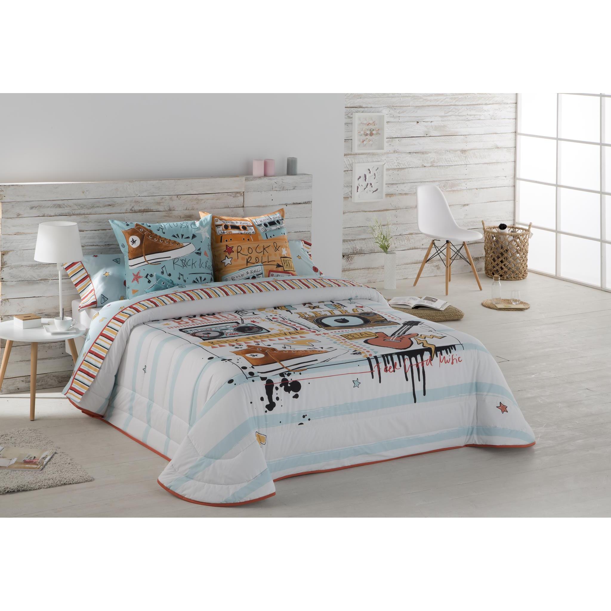 JVR - Colcha Bouti modelo MUSIC  - Tejido 100% Algodón - Estampado digital - Cama 80/90/105/135/150 - Fabricado en España