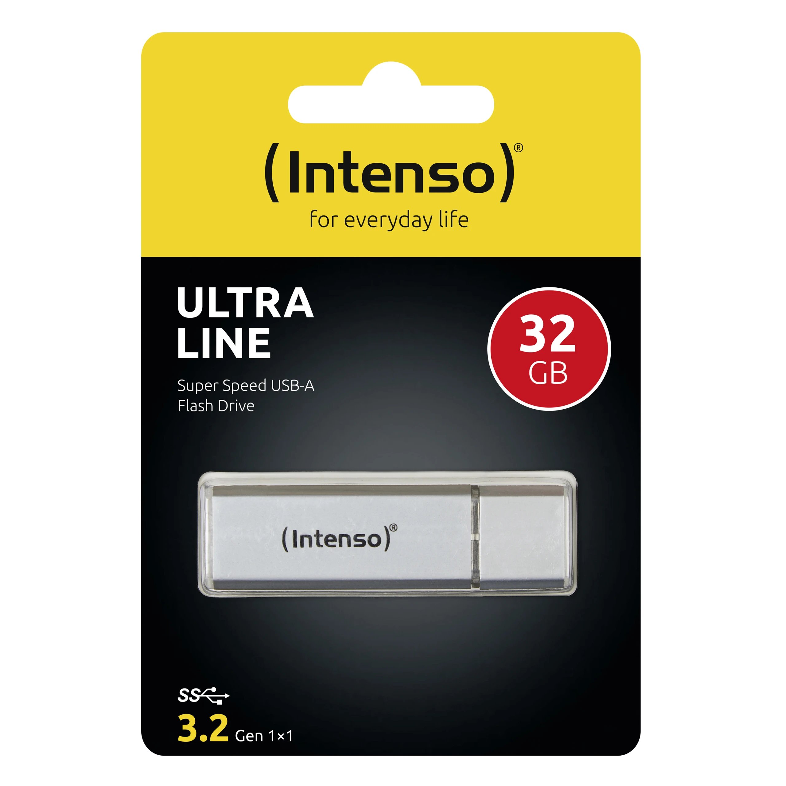 Intenso - Memoria USB Ultra Line 3531490 de 64 GB con conexión USB 3.2, velocidad de lectura hasta 35 MB/s y acabado en aluminio color plata