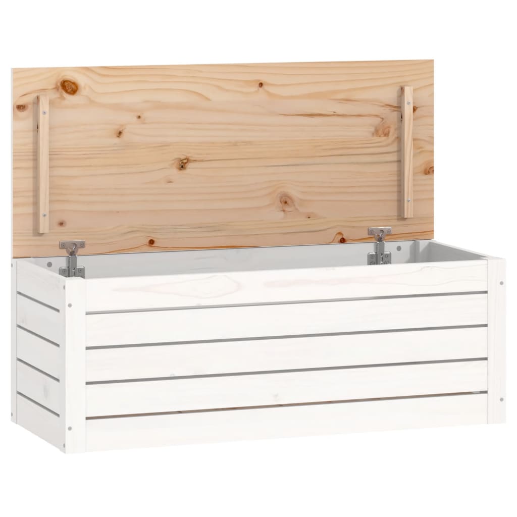 vidaXL Caja de almacenaje madera maciza de pino 89x36,5x33 cm en color Blanco/Marrón miel/Natural