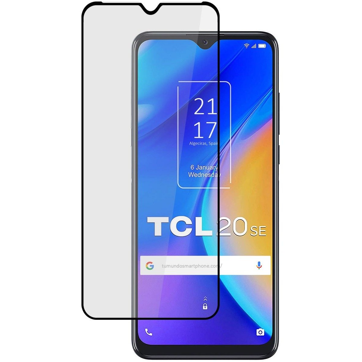 Tumundosmartphone Protector Cristal Templado Completo 5D Full Glue Negro para TCL 20 5G Vidrio