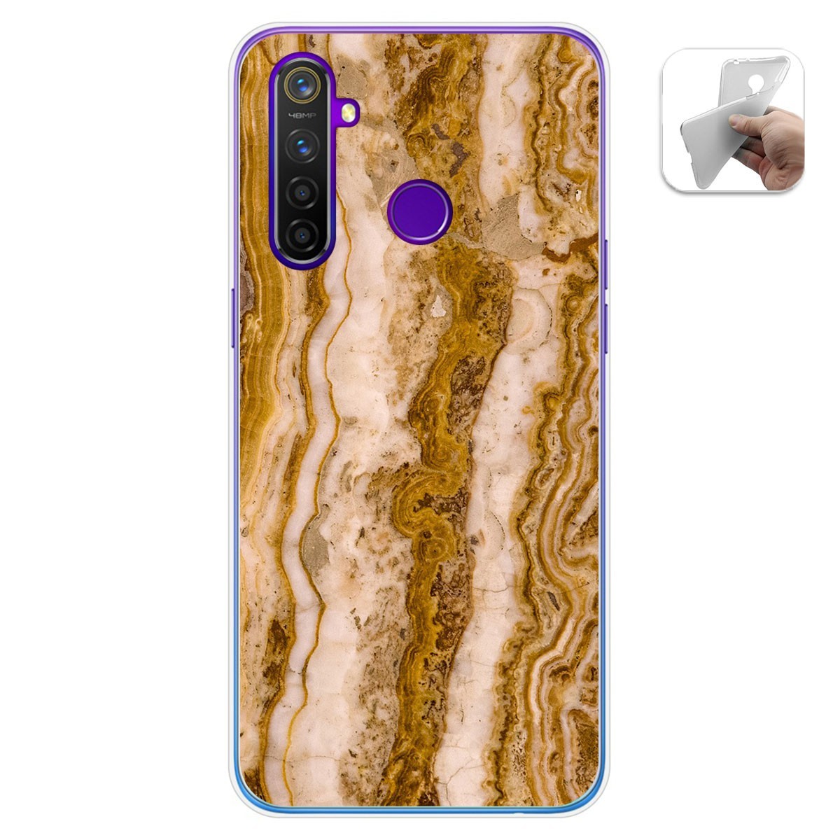 Tumundosmartphone Funda Gel Tpu para Realme 5 Pro diseño Mármol 10 Dibujos
