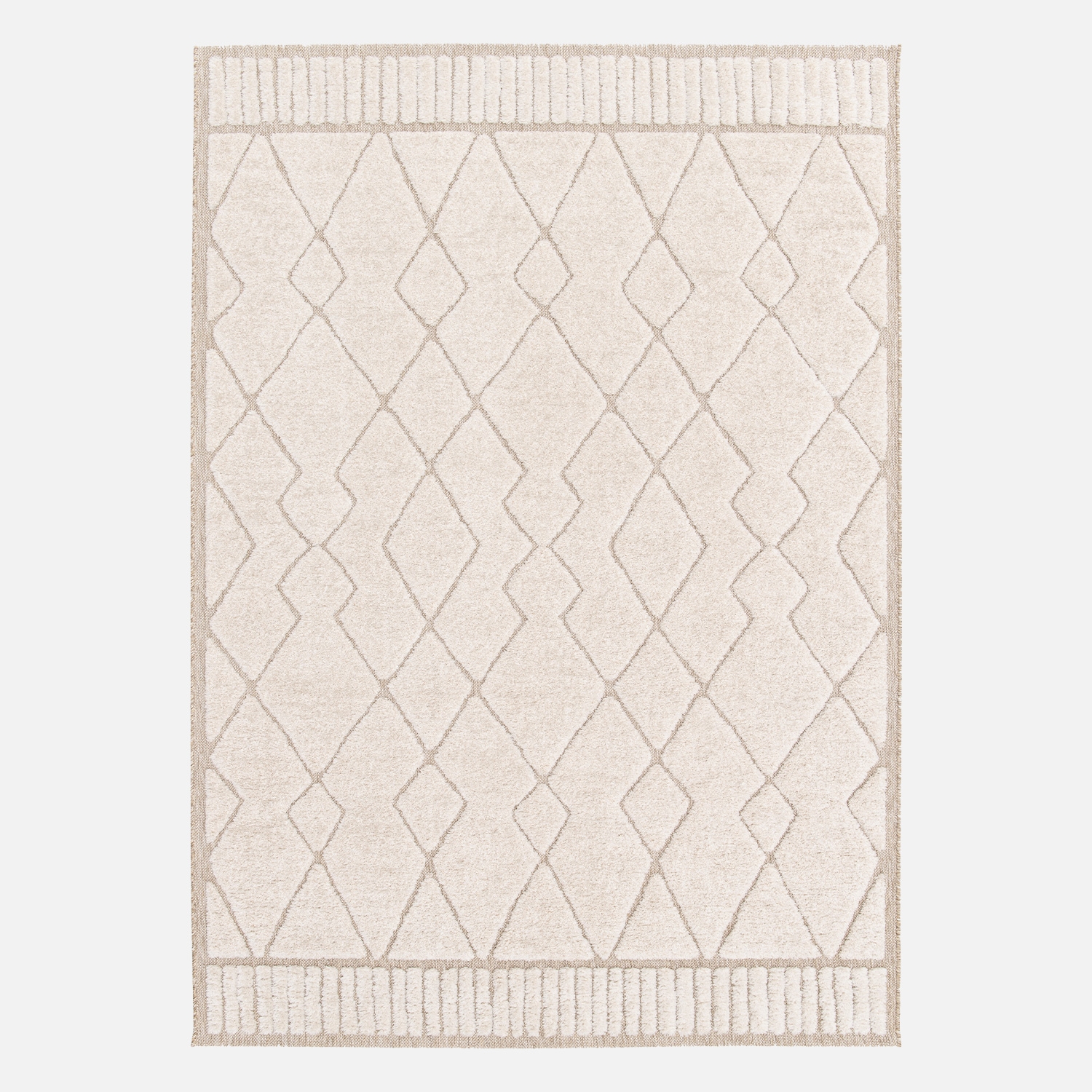 sweeek - Alfombra interior con motivo étnico bereber, beige y crema , Judy , 170x120x1
