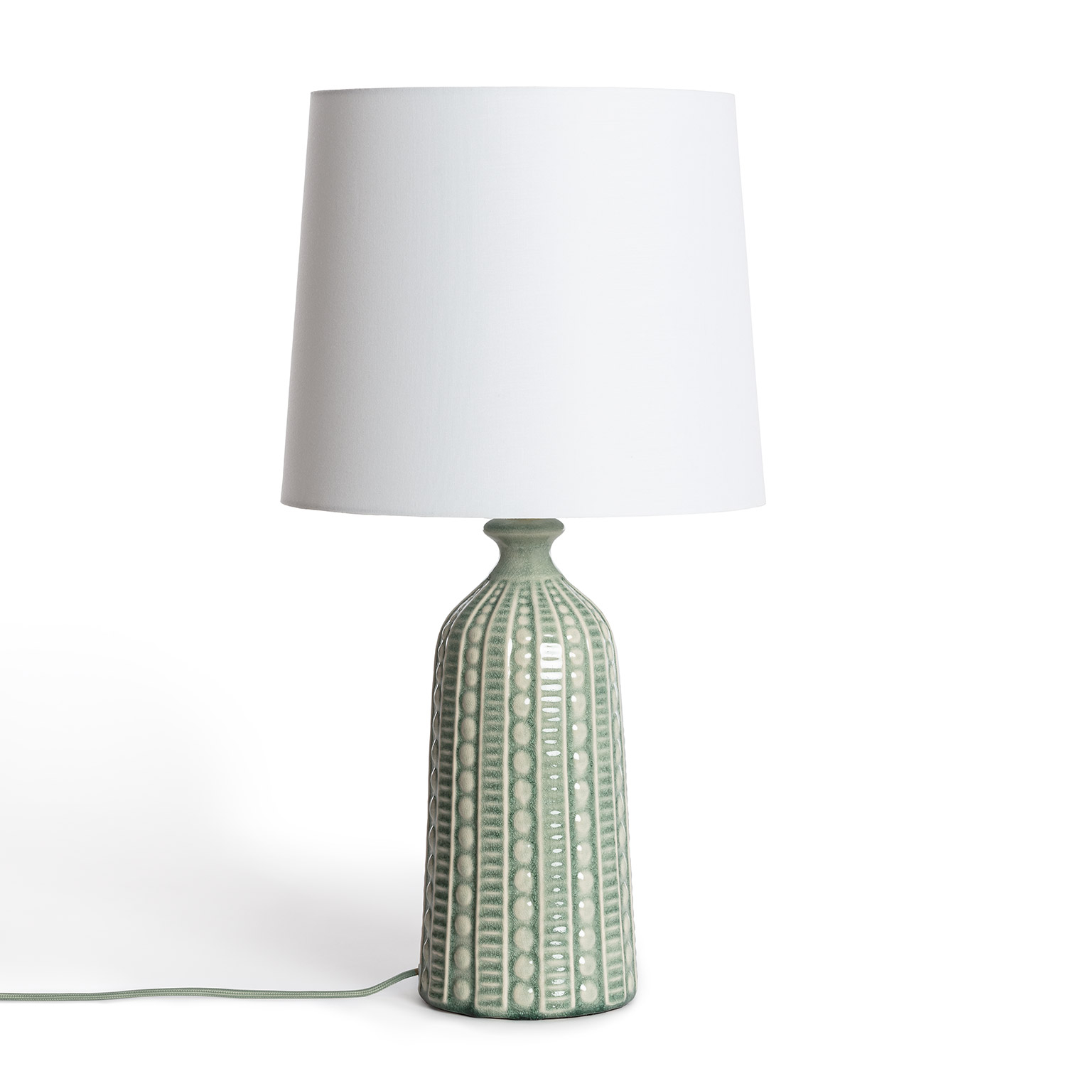 LEDKIA LIGHTING - Lámpara de Mesa Cerámica Zellin | Base E27 | Apta para Interior IP20 | Altura 570 mm, Diámetro 260 mm | Compatible con Bombillas LED RGB/CCT, Verde Caqui, Cerámica