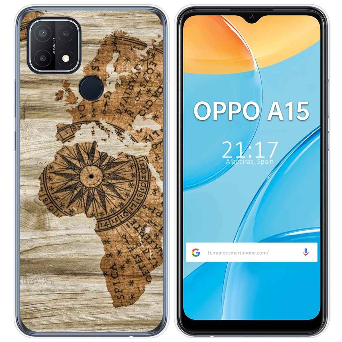 Tumundosmartphone Funda Gel Tpu para Oppo A15 diseño Madera 07 Dibujos