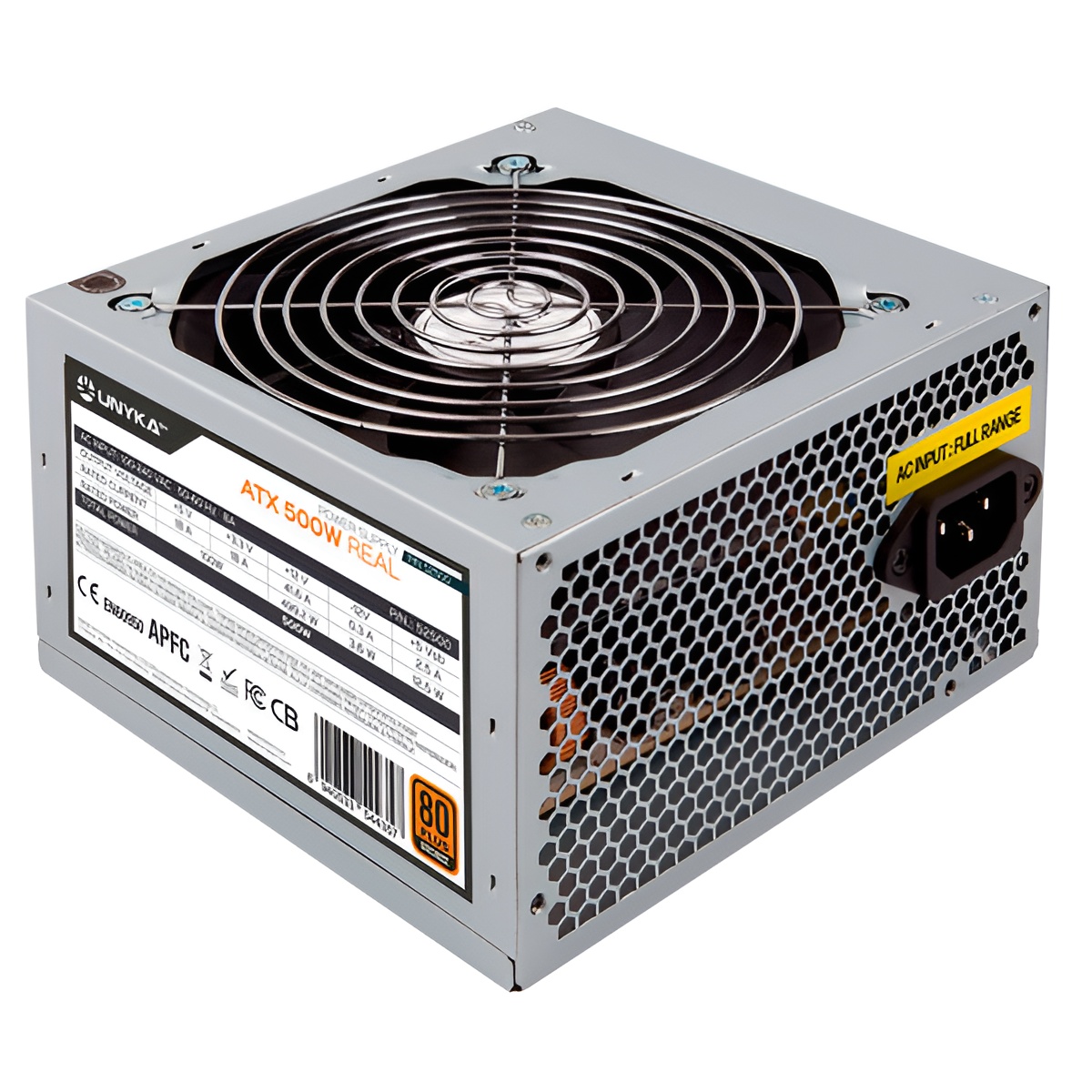 Fuente de alimentación unykach atx 52500 500w 80+ bronze apfc activo ventilador 120mm ultra silencioso