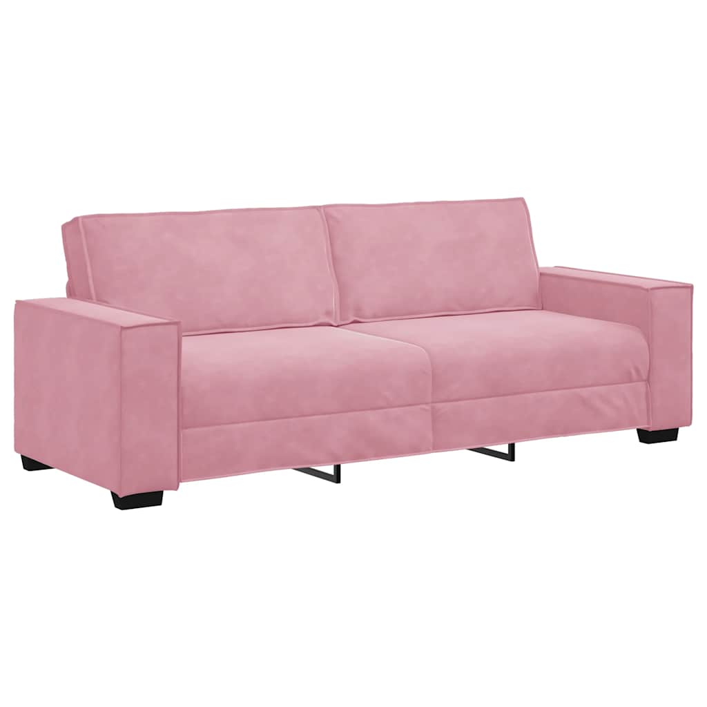 vidaXL Sofá de 3 plazas terciopelo rosa 220x78x84 cm