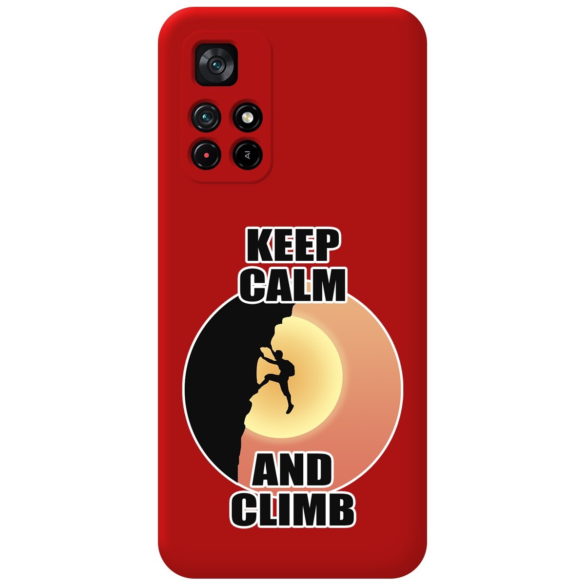 Funda Silicona Líquida Roja para Xiaomi Redmi Note 11s 5G diseño Hombre Escalada Dibujos