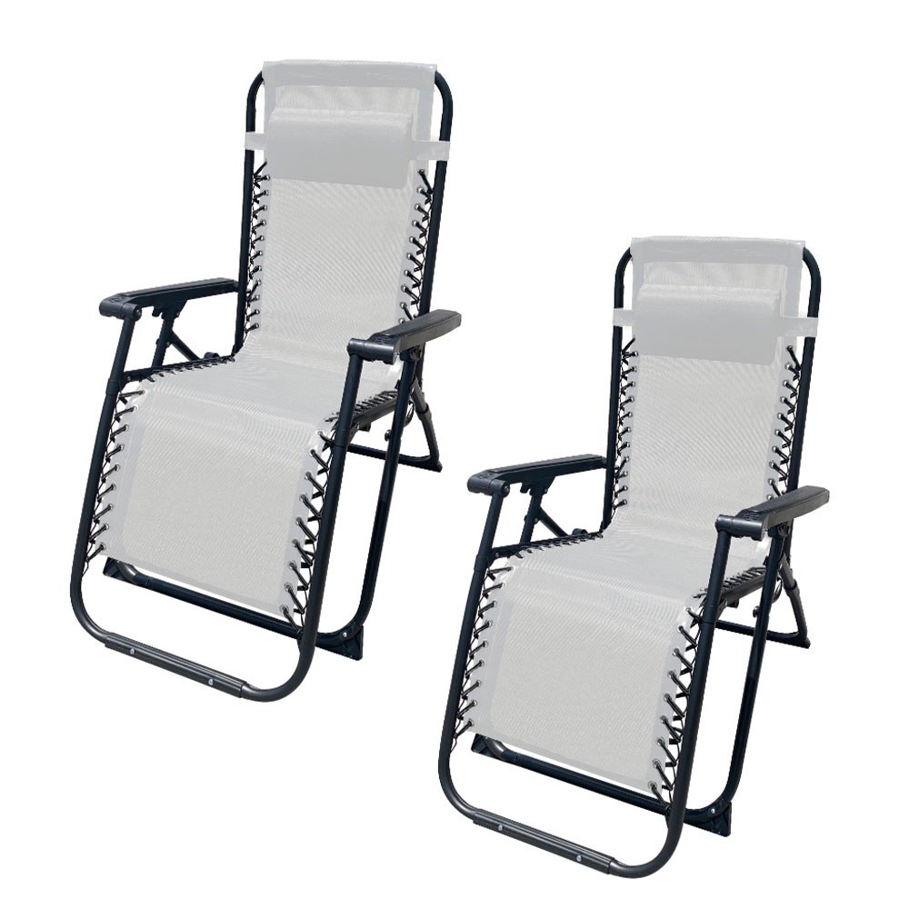 Marbueno Pack de 2 Tumbona Plegable Acero Cojin Jardin y Piscina 90X66X108 Gravedad Cero Gris