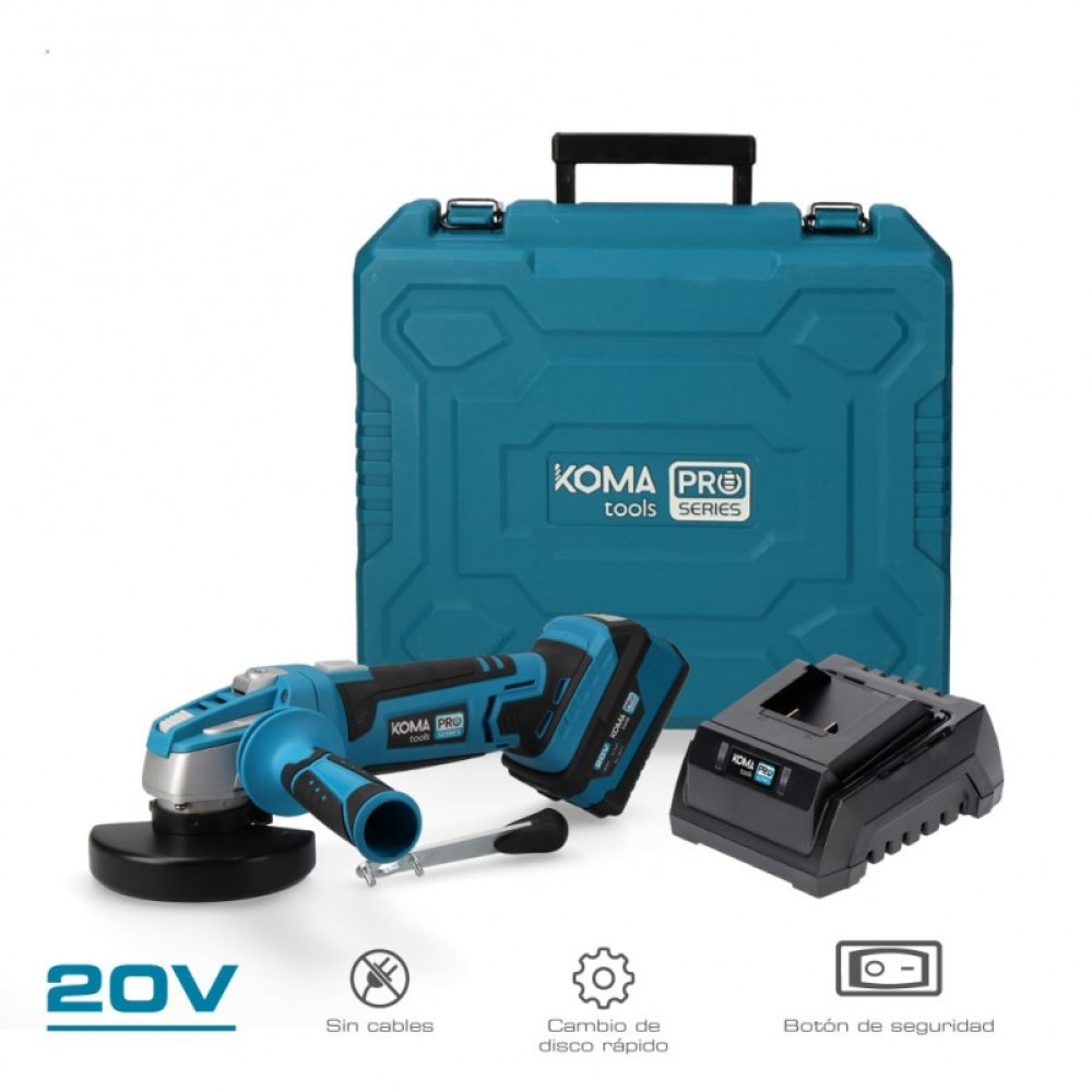 KOMA 08760 Amoladora 115mm 20V con 1 batería 4.0A - Envío desde ESPAÑA 24/48h.