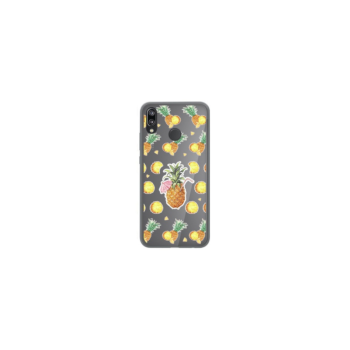 Tumundosmartphone Funda Gel Transparente para Huawei P20 Lite Diseño Piña Dibujos