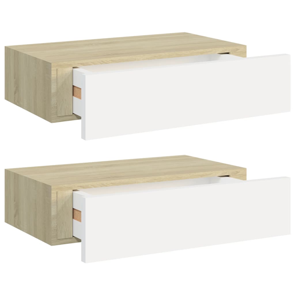 Vidaxl Estantes de Pared con Cajón MDF 40x23,5x10 Cm Blanco/Negro/Gris - Pack 2