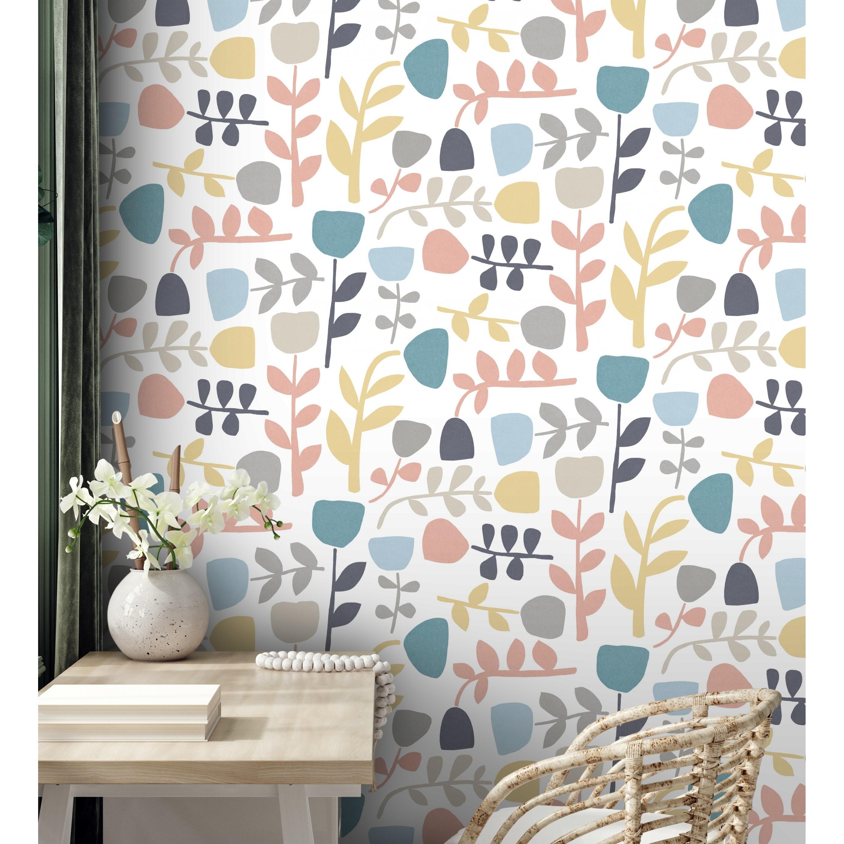 Papel pintado vinílico ecológico flores diseño minimalista - Eliza Spring 682076 de GAULAN - Rollo de 10 m x 0,52 m