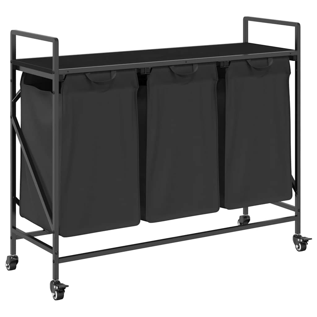 vidaXL Cesto de ropa de 3 compartimentos con ruedas