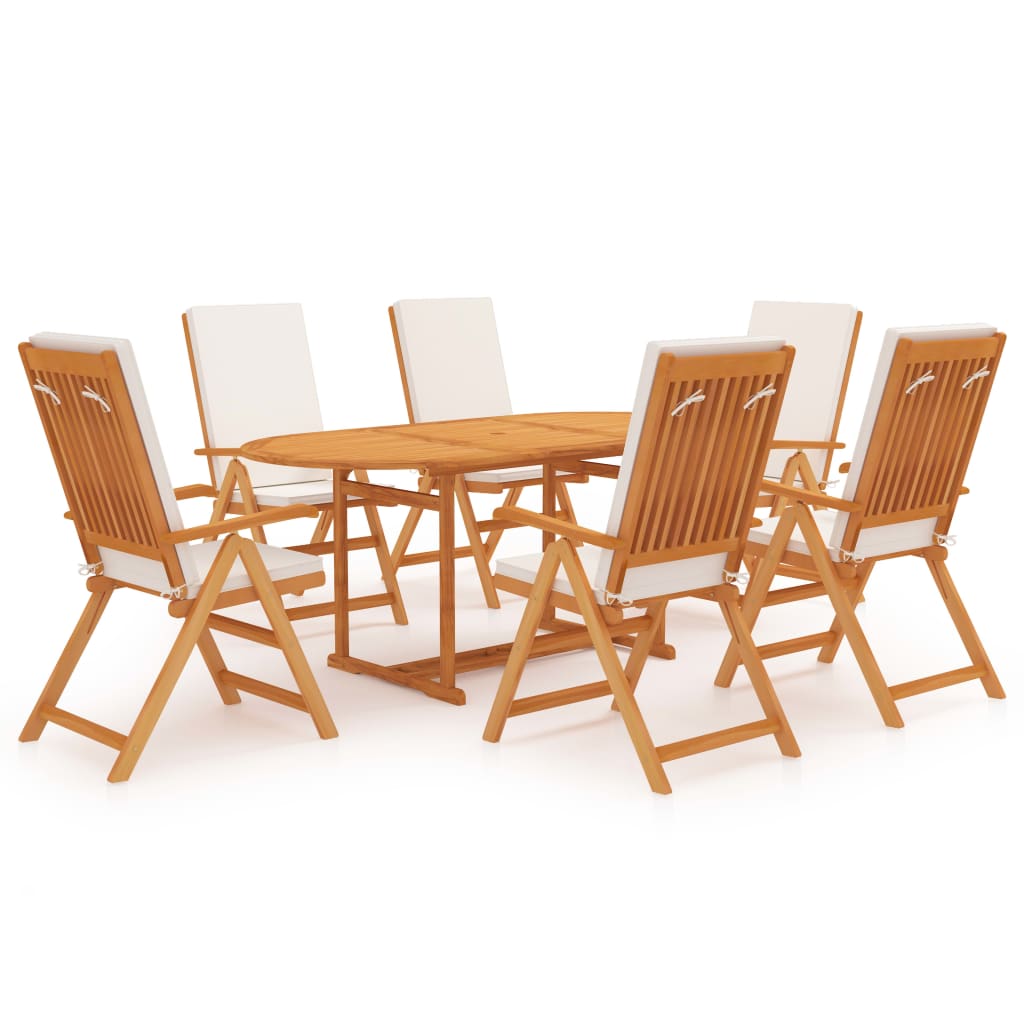 vidaXL Comedor de jardín 7 piezas con cojines madera maciza de teca