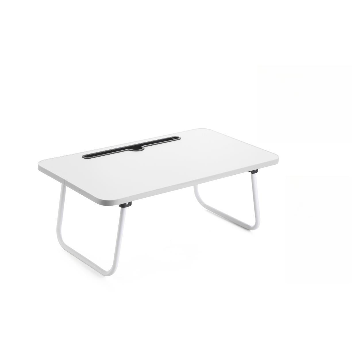 Mesa plegable portátil con ranura para tablet y superficie antideslizante, ideal para cama y sofá