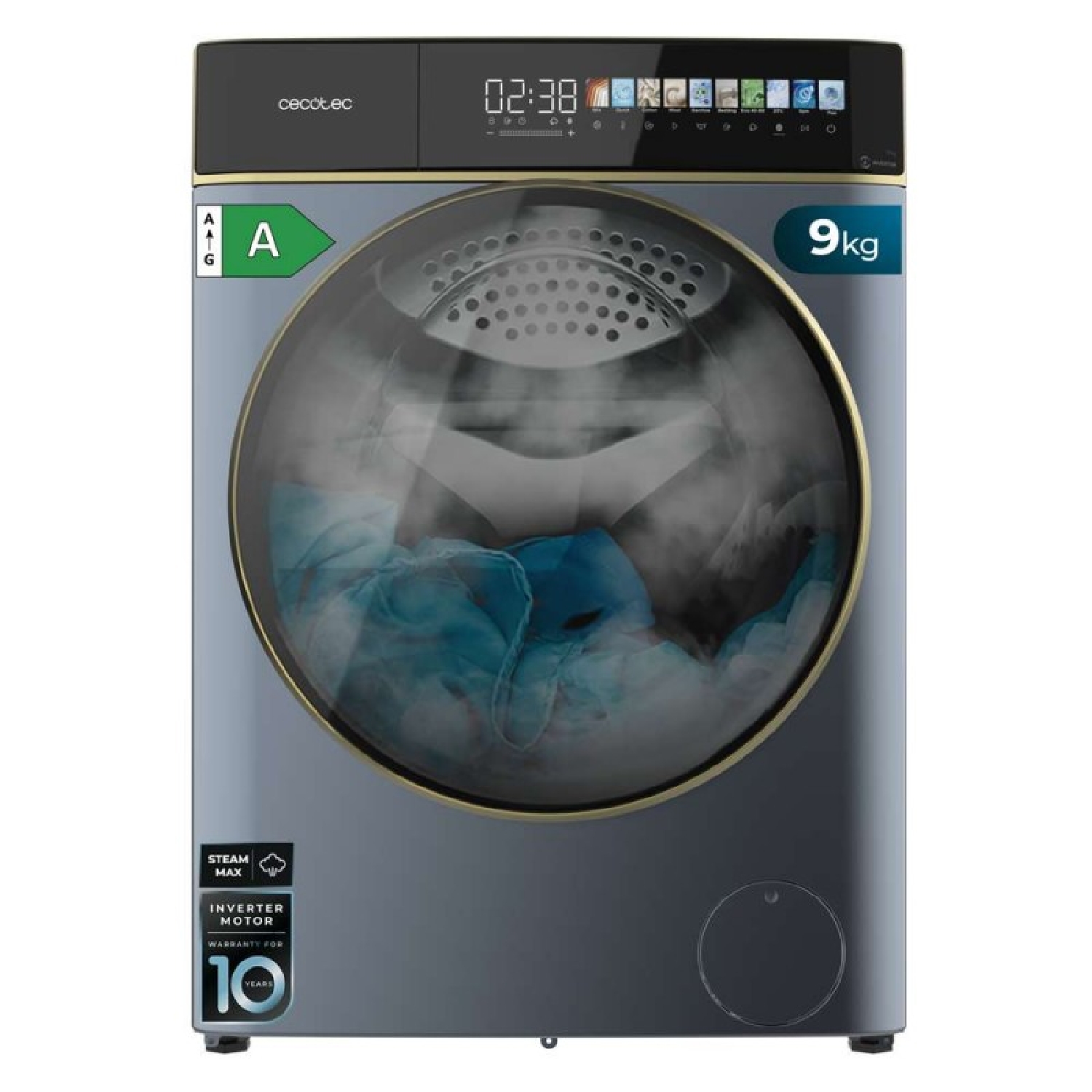 Cecotec Lavadora carga frontal Bolero DressCode 9900 Inverter FullColor Ice Blue A