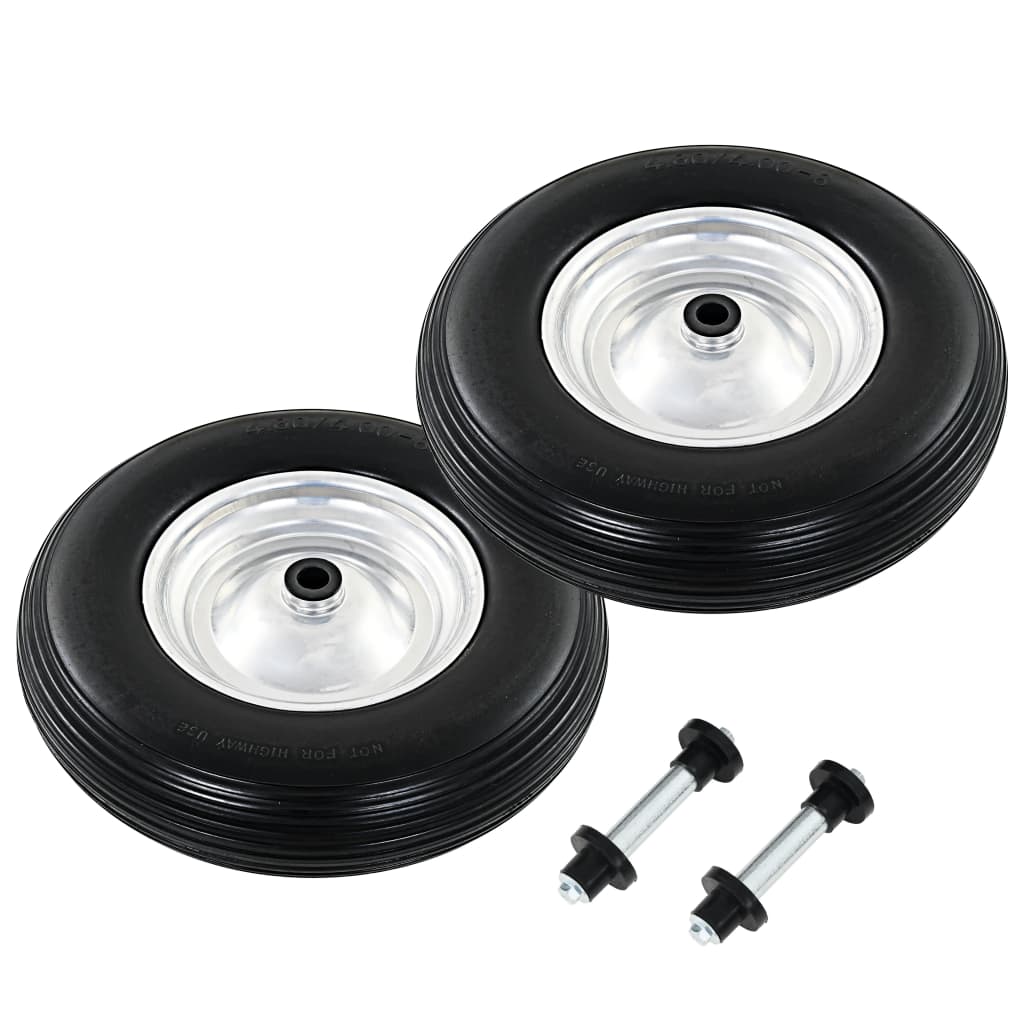 vidaXL Rueda Carretilla Eje Macizo PU 4.00-8 390 mm Carga Peso Manipulación Cantidad 1 unidad, 2 unidades