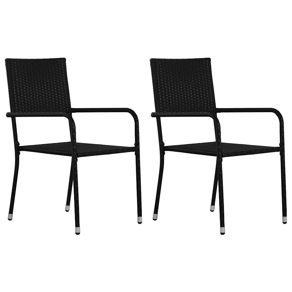 vidaXL Sillas comedor de jardín apilables 2 uds ratán sintético en color Negro/Gris | cómodas modernas ergonómicas para comedor cocina salón hogar