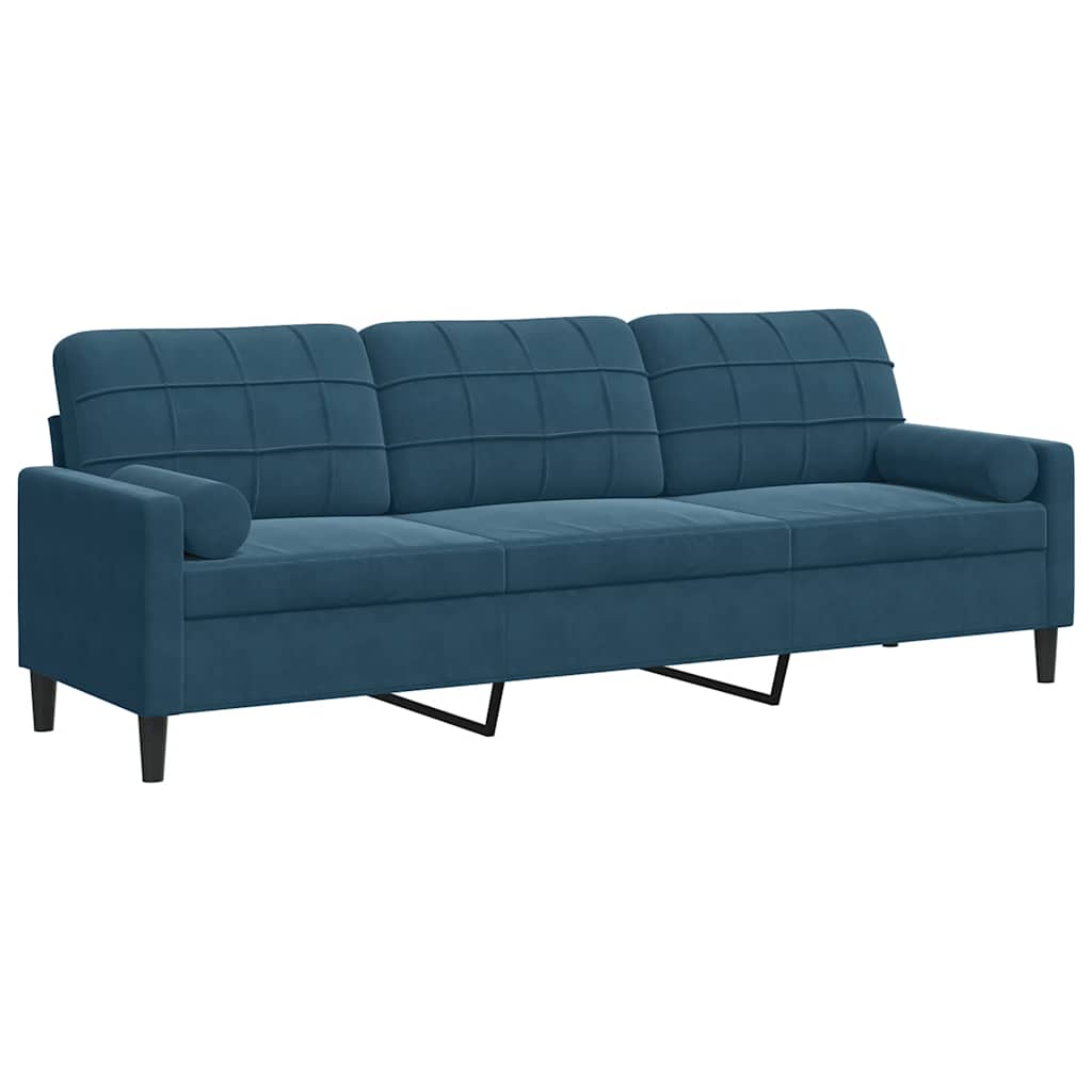 vidaXL Sofá de 3 plazas con cojines terciopelo azul 210 cm