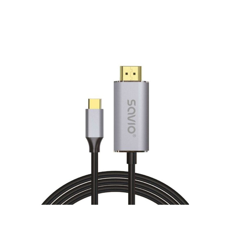 Savio - USB-C to HDMI 2.0B cable 2m silver / black gold tips CL-171 cable HDMI USB C HDMI tipo A (Estándar) Negro CL-171