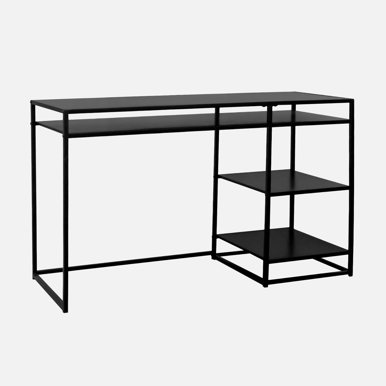 sweeek - Escritorio de metal negro con 2 estanterías, 120cm , Industrielle , 120x50x75