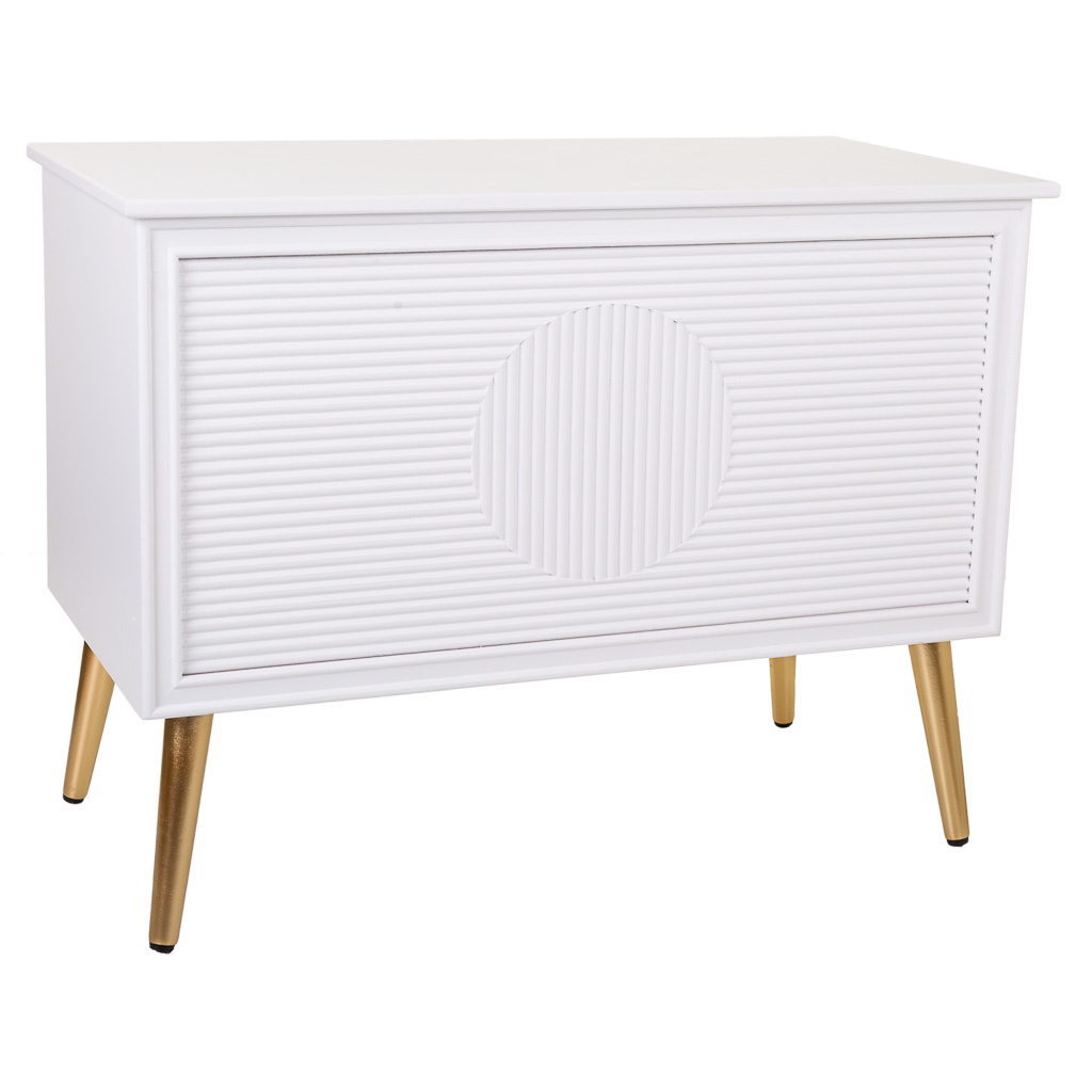 WANDERLUST DECO Banqueta baúl de madera blanca 83x41,5x62,5h cm de estilo Romántico