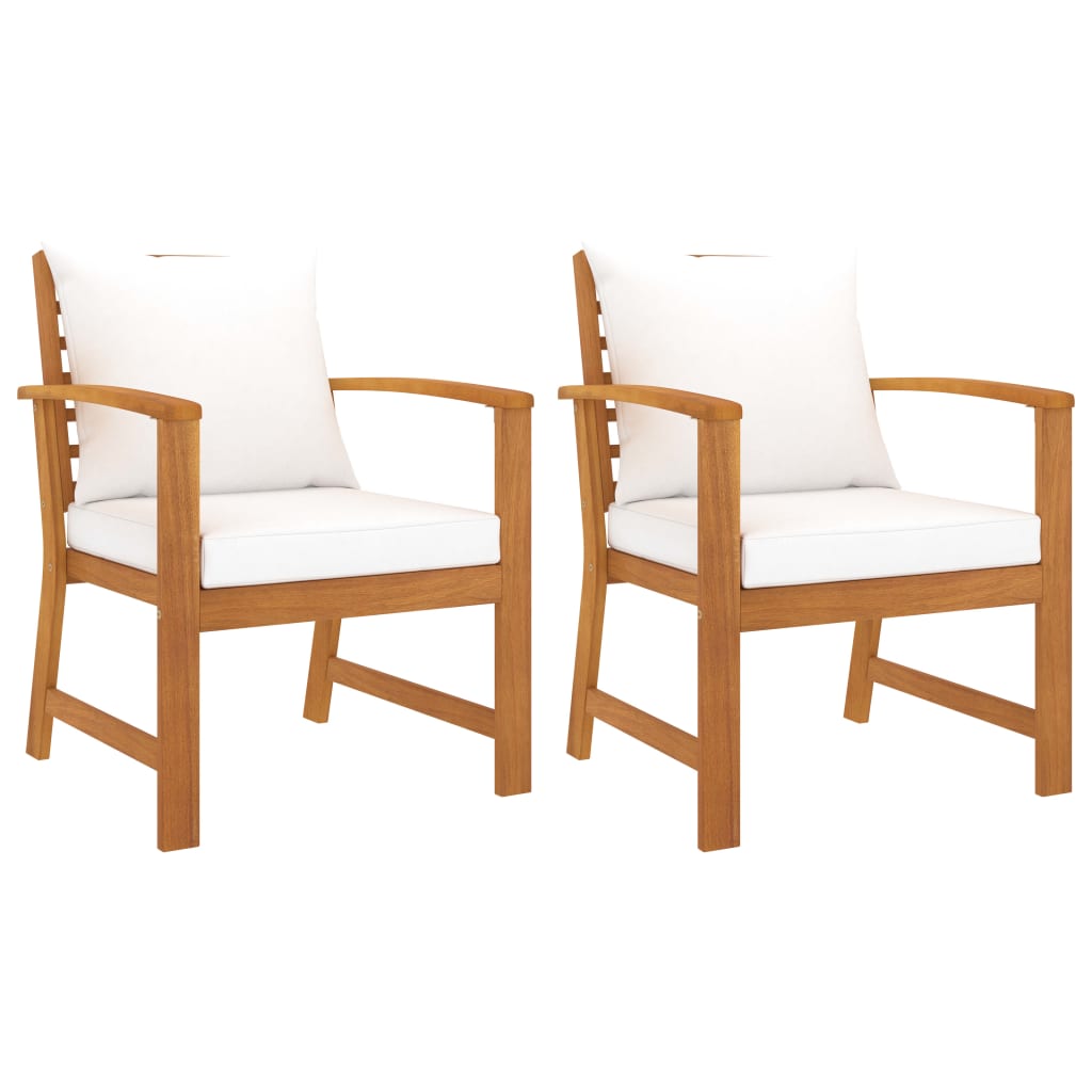 vidaXL Sillas de jardín cojines 2 uds madera maciza de acacia