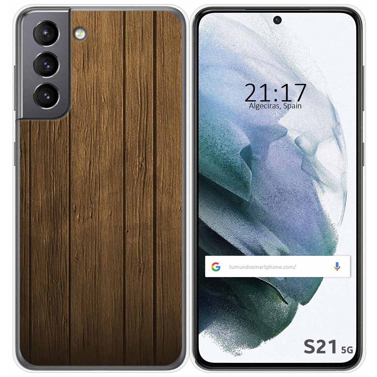 Tumundosmartphone Funda Gel Tpu para Samsung Galaxy S21 5G diseño Madera Dibujos
