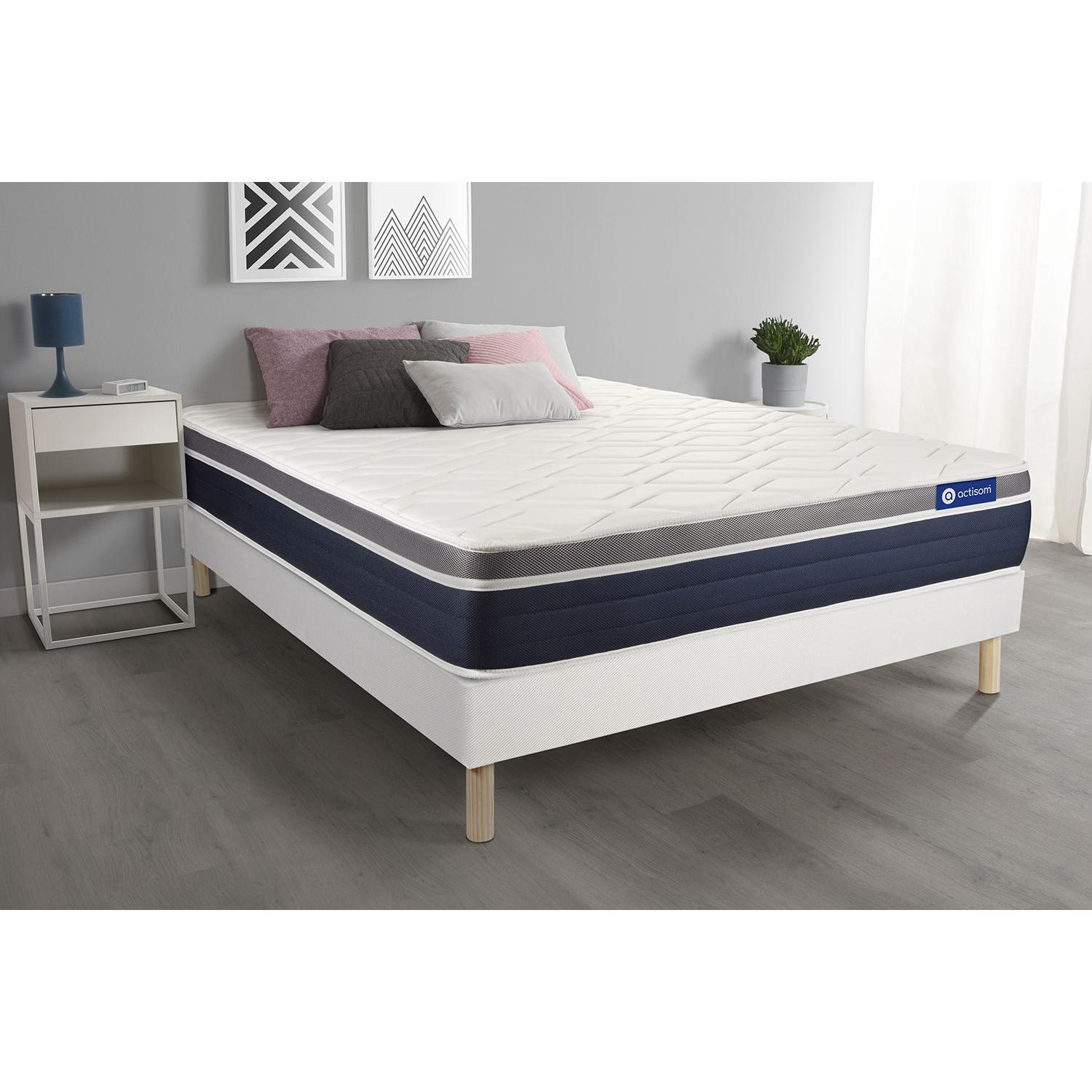 Pack colchón Actimemo confort 120x210cm + Somier multiláminas, espuma viscoelástica, 7 zonas de confort