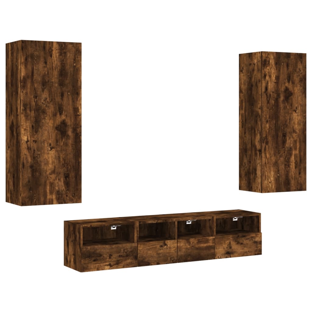Vidaxl Muebles de TV de Pared 5 Piezas Madera de Ingeniería Gris Sonoma