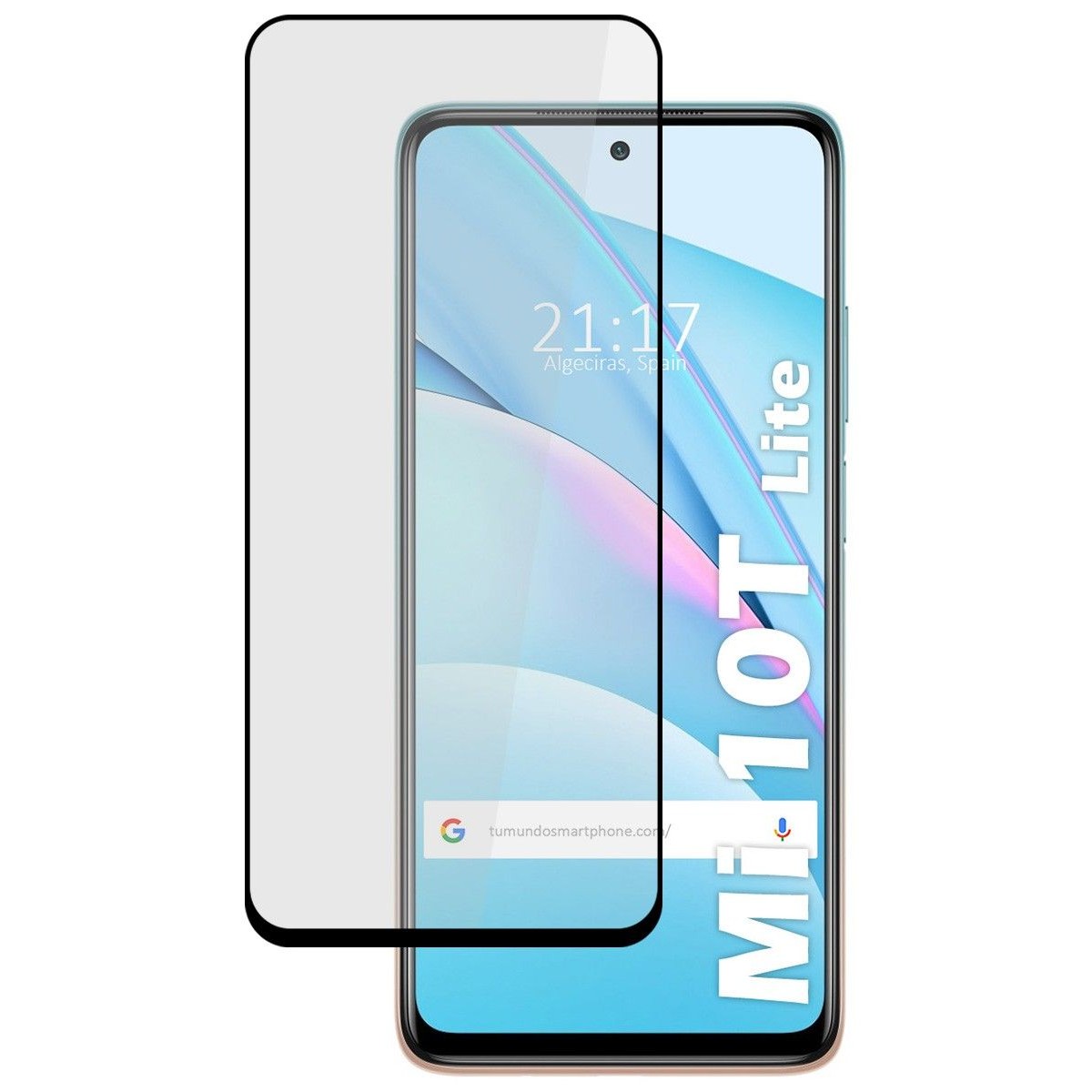 Tumundosmartphone Protector Cristal Templado Completo 5D Full Glue Negro para Xiaomi Mi 10T Lite vidrio