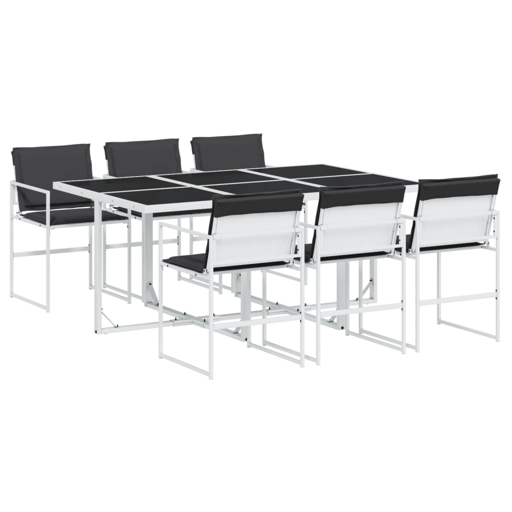 vidaXL Juego de comedor de jardín 7 pzas con cojines textilene blanco