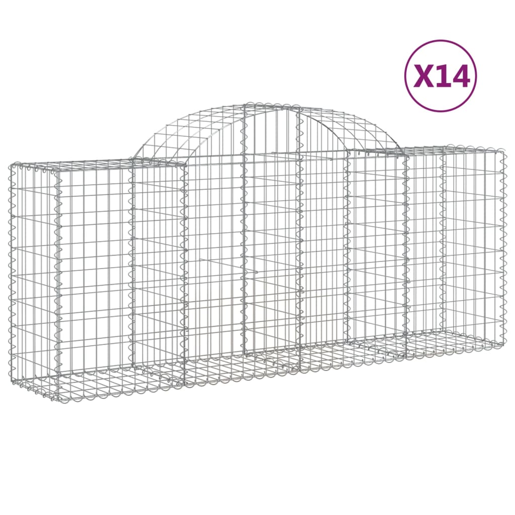 vidaXL Cestas gaviones 14 uds forma de arco hierro Dimensiones 200 x 30 x 40/60 cm, 200 x 30 x 60/80 cm, 200 x 30 x 80/100 cm y mas