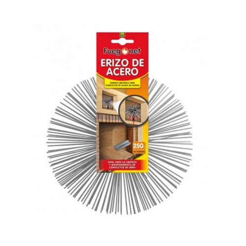 Erizo deshollinador de Acero FUEGONET para Chimeneas de Obras. Limpieza en Profundidad. Diámetro de 250 mm