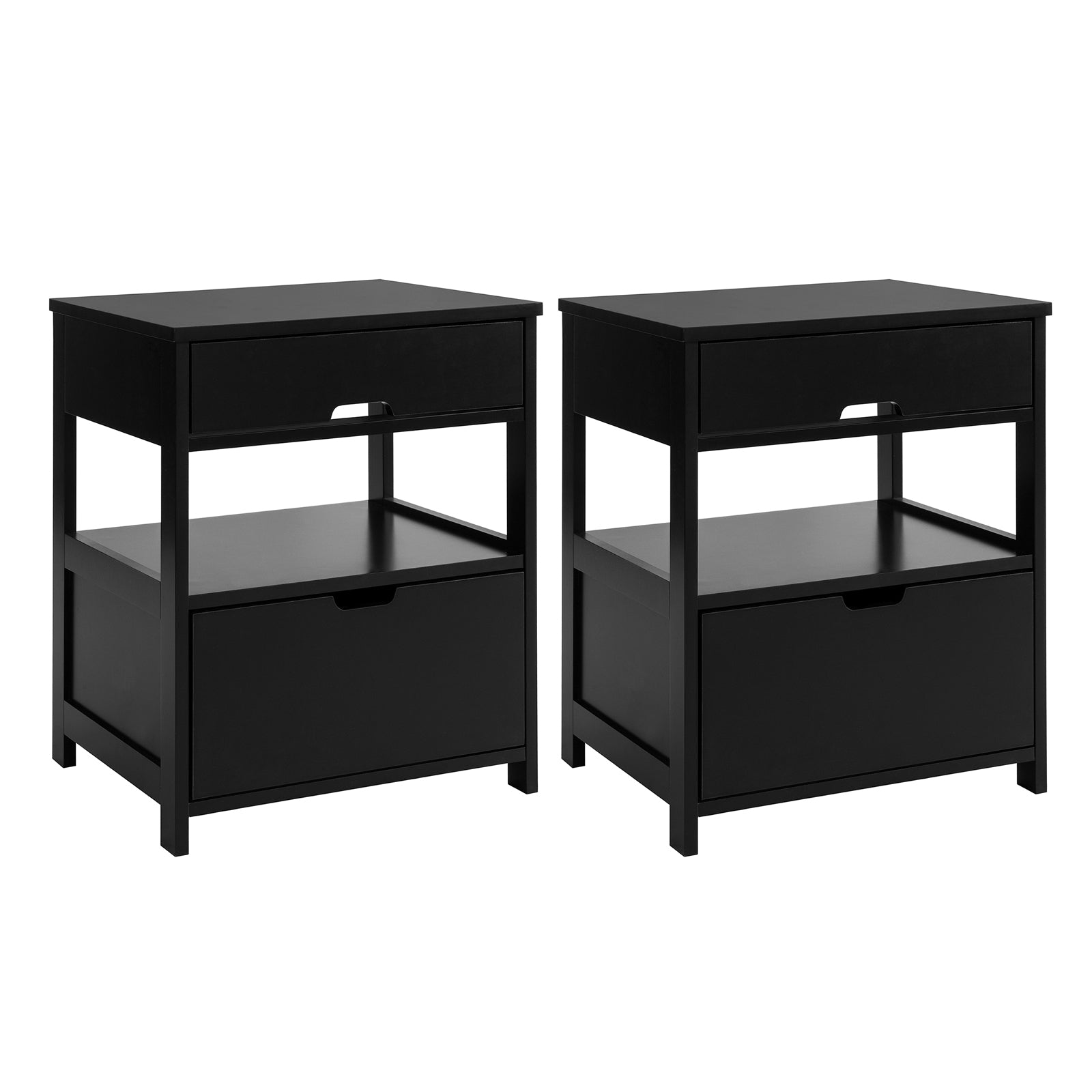 SoBuy FRG258-SCHx2 Mesitas de Noche Dormitorio Mesa Auxiliar con 2 cajones Negro 45x55x38cm ES