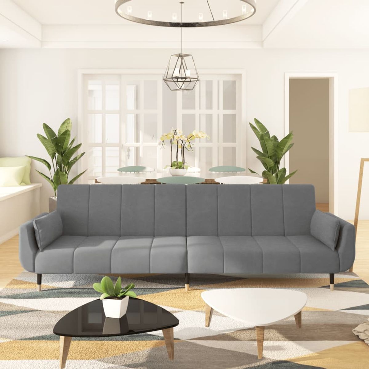 Sofá cama Hirina 2 plazas respaldo ajustable con almohadas 69x220x84,5 cm